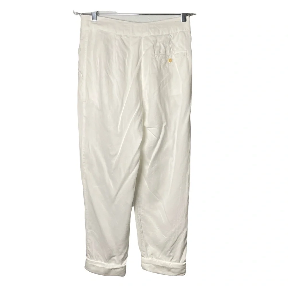 Aritzia Wilfred Allant Pleated Cuffed Trousers Women’s Size 8 Ivory White